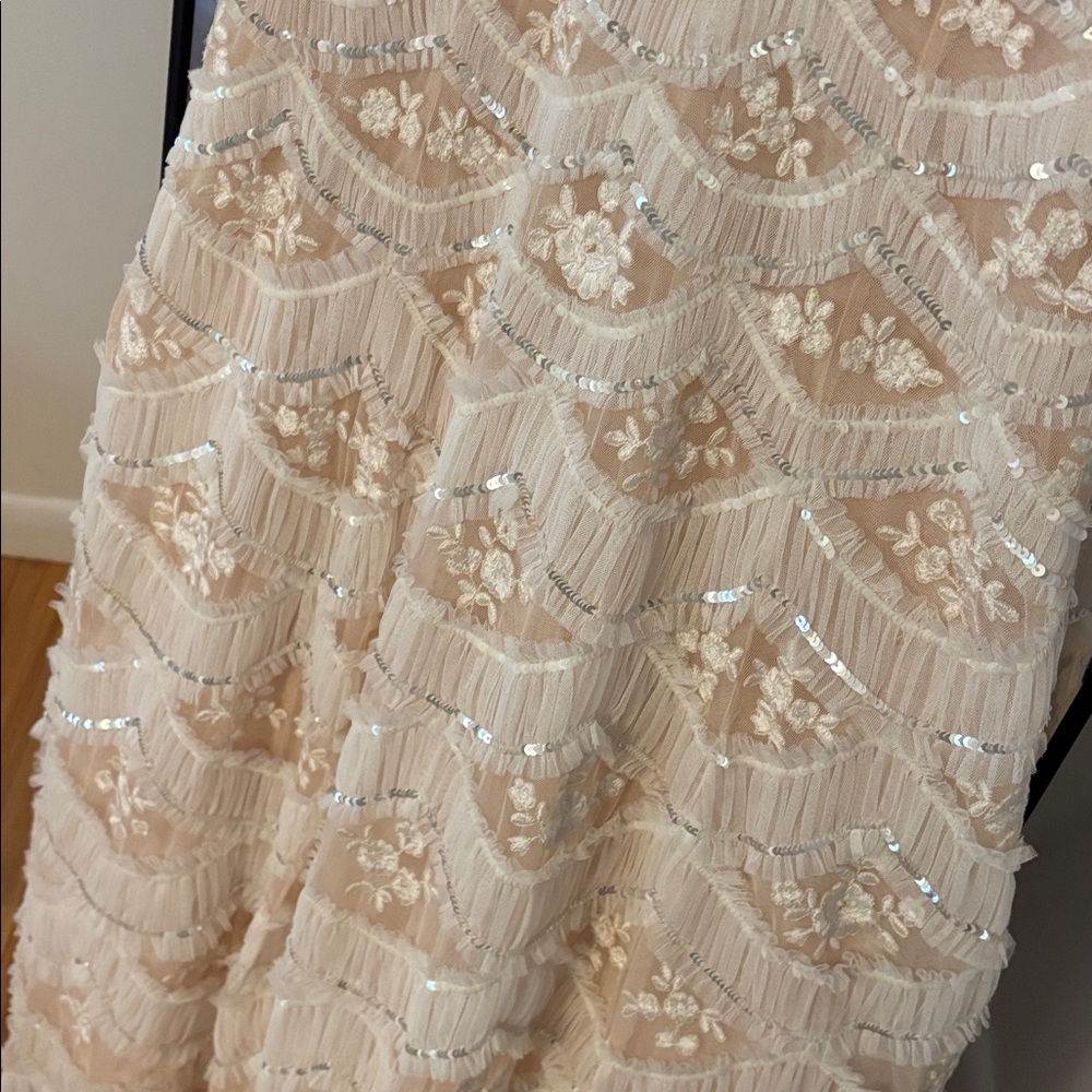 NEEDLE & THREAD WOMENS LUNETTE BLOSSOM ANKLE LENGTH GOWN DRESS SEQUIN TULLE 4 - Picture 11 of 15